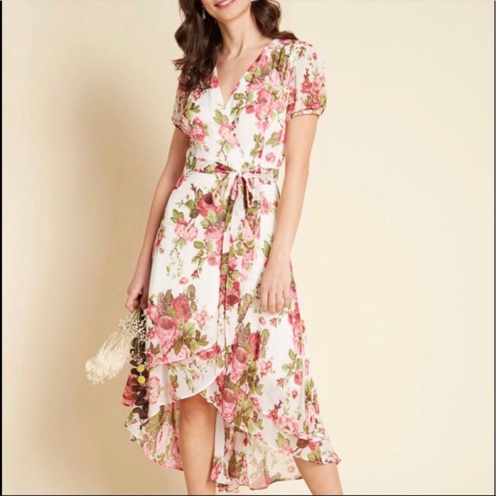 Betsey Johnson Floral Bouquet Wrap Dress